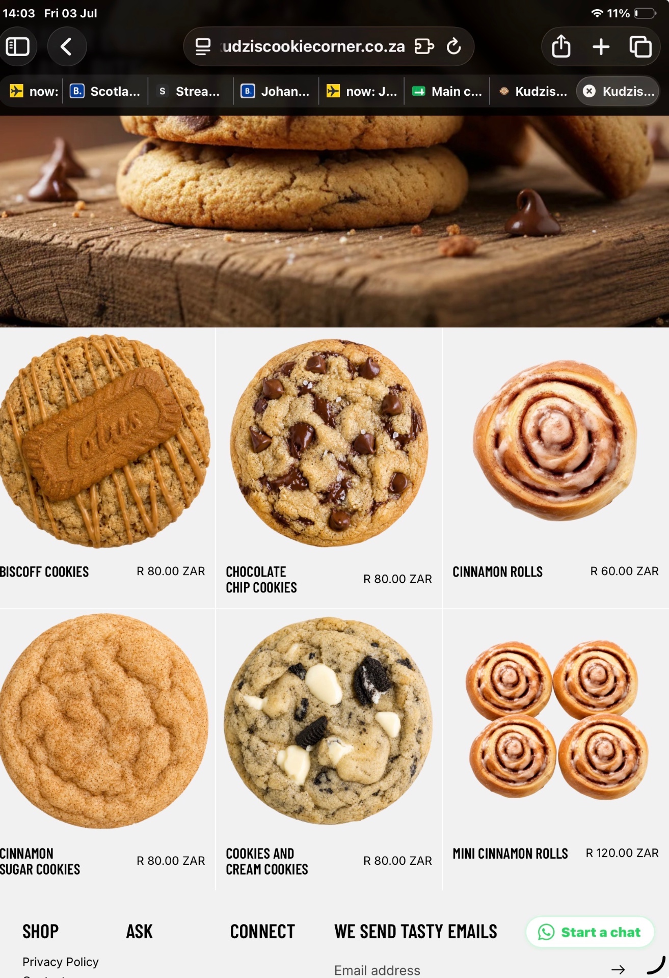 Kudziscookiecorner.co.za Website cover
